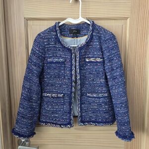 J. Crew Women's Multicolor Blue Tweed Blazer Jacket 2 Business Work Attire